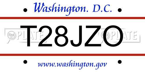 T28JZO District Of Columbia License Plate