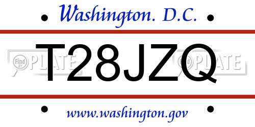 T28JZQ District Of Columbia License Plate