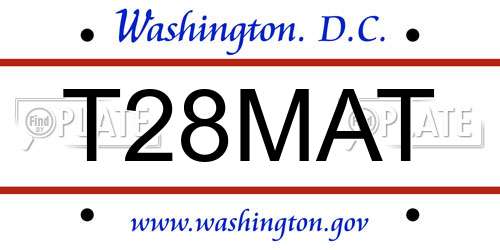 T28MAT District Of Columbia License Plate