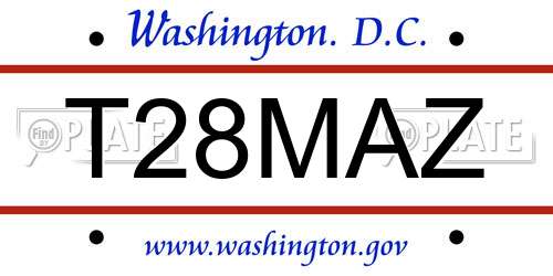 T28MAZ District Of Columbia License Plate