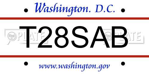 T28SAB District Of Columbia License Plate