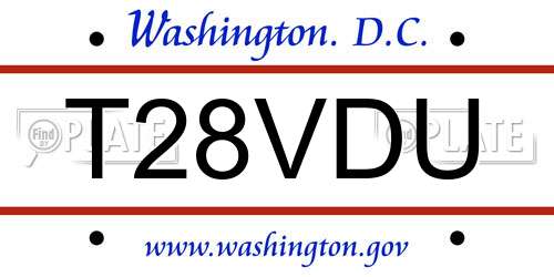 T28VDU District Of Columbia License Plate