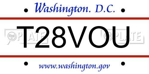 T28VOU District Of Columbia License Plate