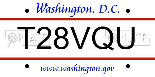 T28VQU District Of Columbia License Plate