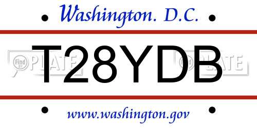 T28YDB District Of Columbia License Plate