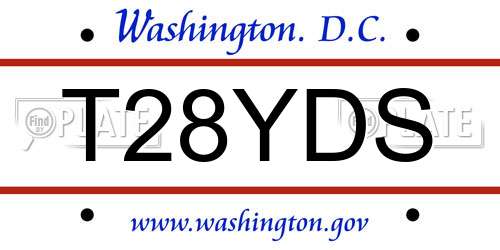 T28YDS District Of Columbia License Plate