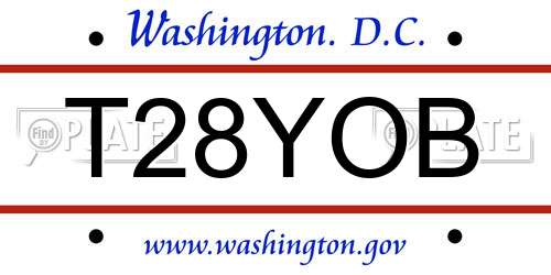 T28YOB District Of Columbia License Plate