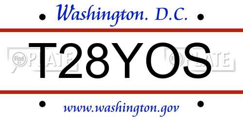 T28YOS District Of Columbia License Plate