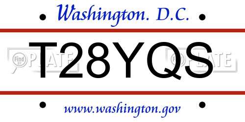 T28YQS District Of Columbia License Plate