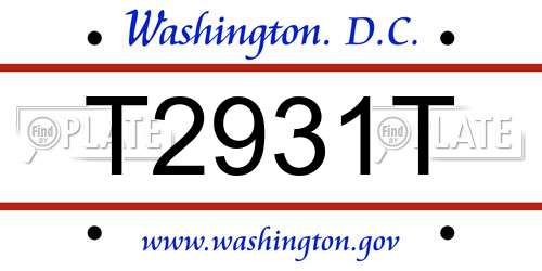 T2931T District Of Columbia License Plate