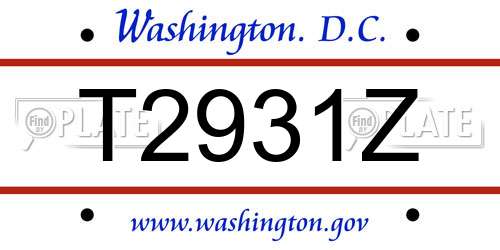T2931Z District Of Columbia License Plate