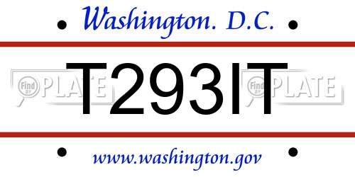 T293IT District Of Columbia License Plate