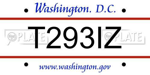 T293IZ District Of Columbia License Plate