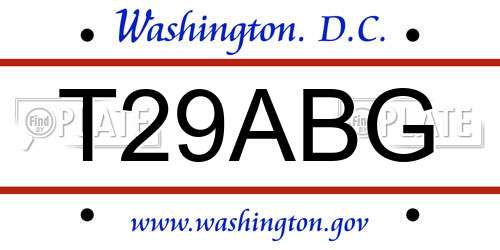 T29ABG District Of Columbia License Plate