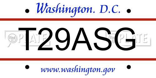 T29ASG District Of Columbia License Plate