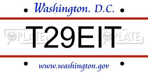 T29EIT District Of Columbia License Plate