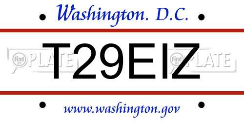 T29EIZ District Of Columbia License Plate