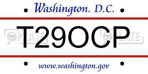 T29OCP District Of Columbia License Plate