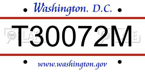 T30072M District Of Columbia License Plate