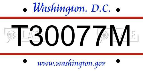 T30077M District Of Columbia License Plate