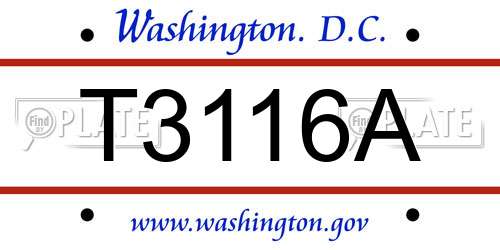 T3116A District Of Columbia License Plate