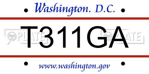 T311GA District Of Columbia License Plate