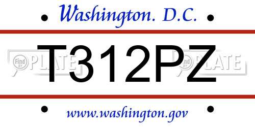 T312PZ District Of Columbia License Plate