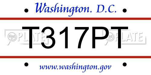 T317PT District Of Columbia License Plate