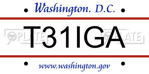 T31IGA District Of Columbia License Plate