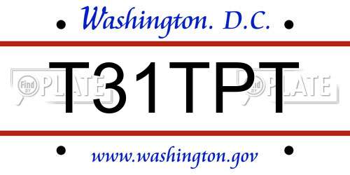 T31TPT District Of Columbia License Plate