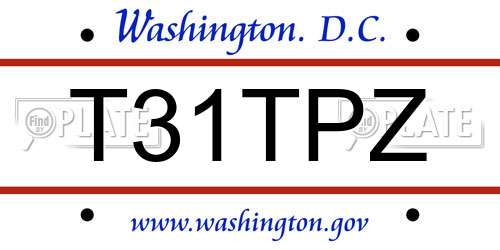 T31TPZ District Of Columbia License Plate