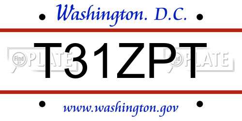 T31ZPT District Of Columbia License Plate