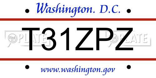 T31ZPZ District Of Columbia License Plate