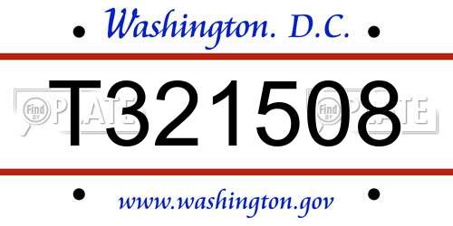 T321508 District Of Columbia License Plate