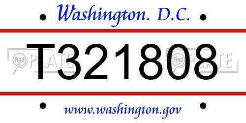 T321808 District Of Columbia License Plate