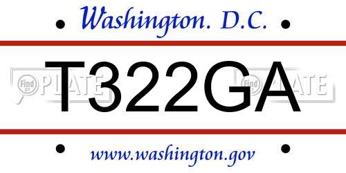 T322GA District Of Columbia License Plate