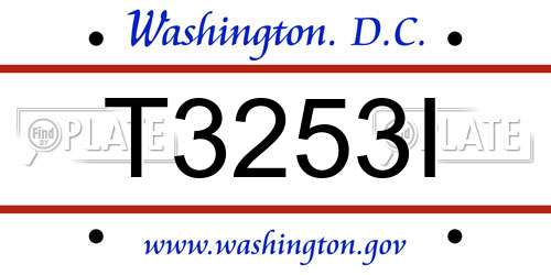 T3253I District Of Columbia License Plate
