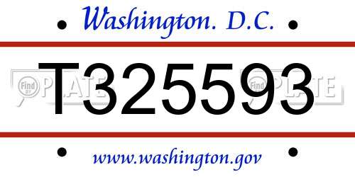T325593 District Of Columbia License Plate