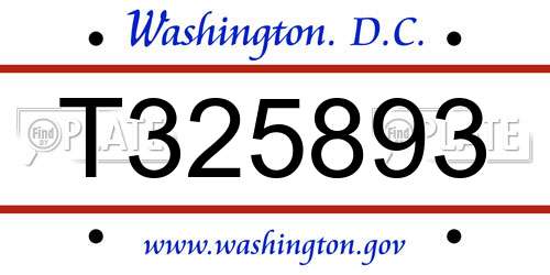 T325893 District Of Columbia License Plate