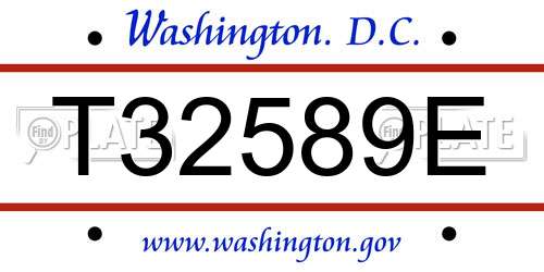 T32589E District Of Columbia License Plate