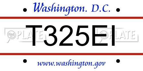 T325EI District Of Columbia License Plate