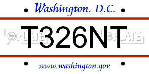 T326NT District Of Columbia License Plate