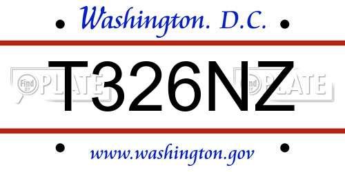 T326NZ District Of Columbia License Plate