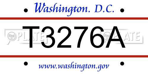 T3276A District Of Columbia License Plate