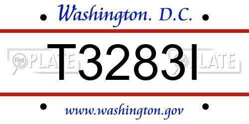 T3283I District Of Columbia License Plate