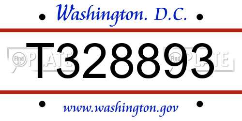 T328893 District Of Columbia License Plate