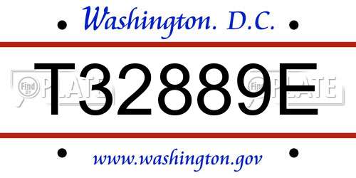 T32889E District Of Columbia License Plate