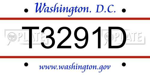 T3291D District Of Columbia License Plate