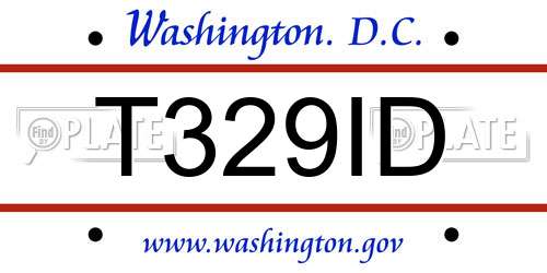 T329ID District Of Columbia License Plate