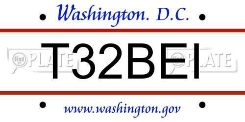 T32BEI District Of Columbia License Plate